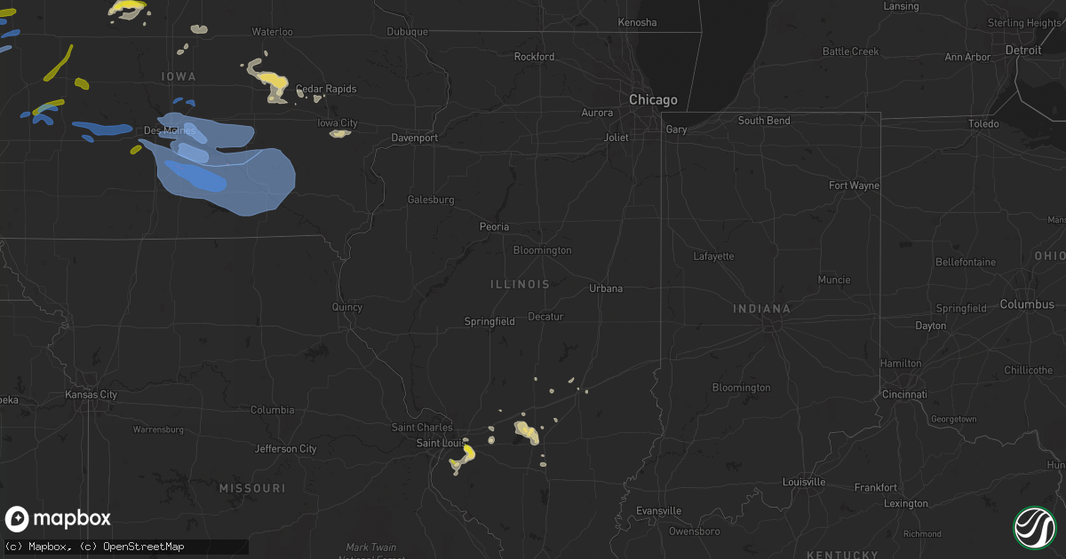 Hail map in Illinois on August 19, 2019