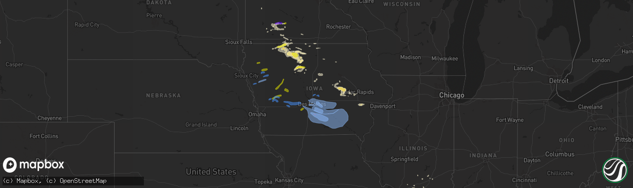 Hail map in Iowa on August 19, 2019