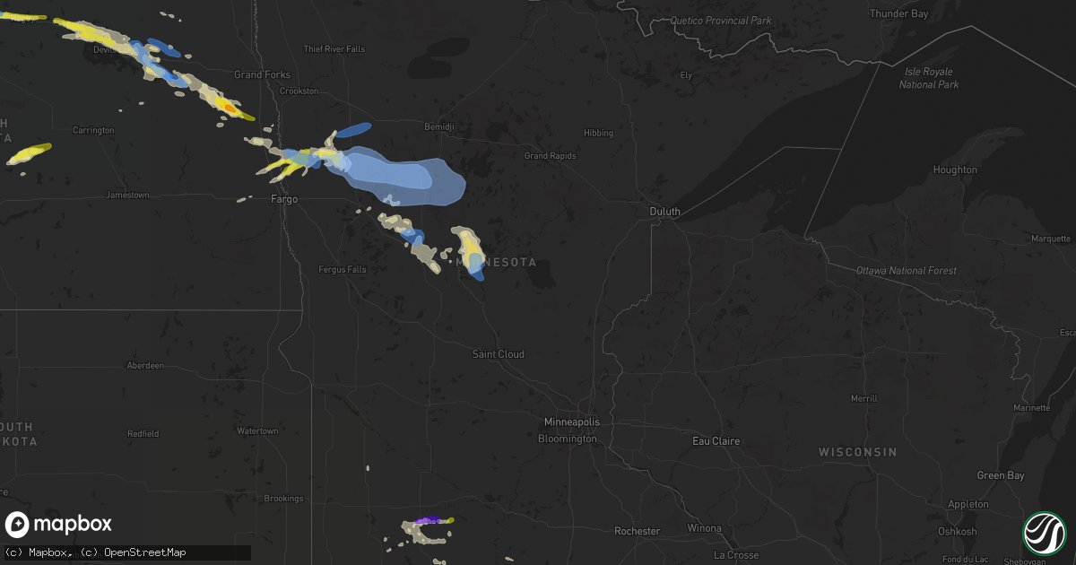 Hail map in Minnesota on August 19, 2019