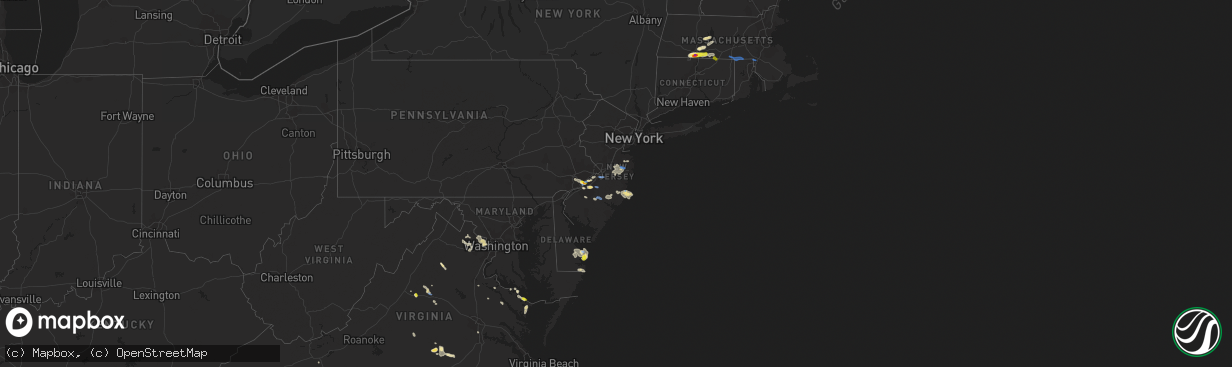 Hail map in New Jersey on August 19, 2019