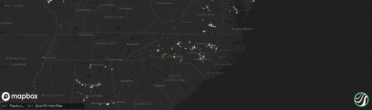 Hail map in North Carolina on August 19, 2019