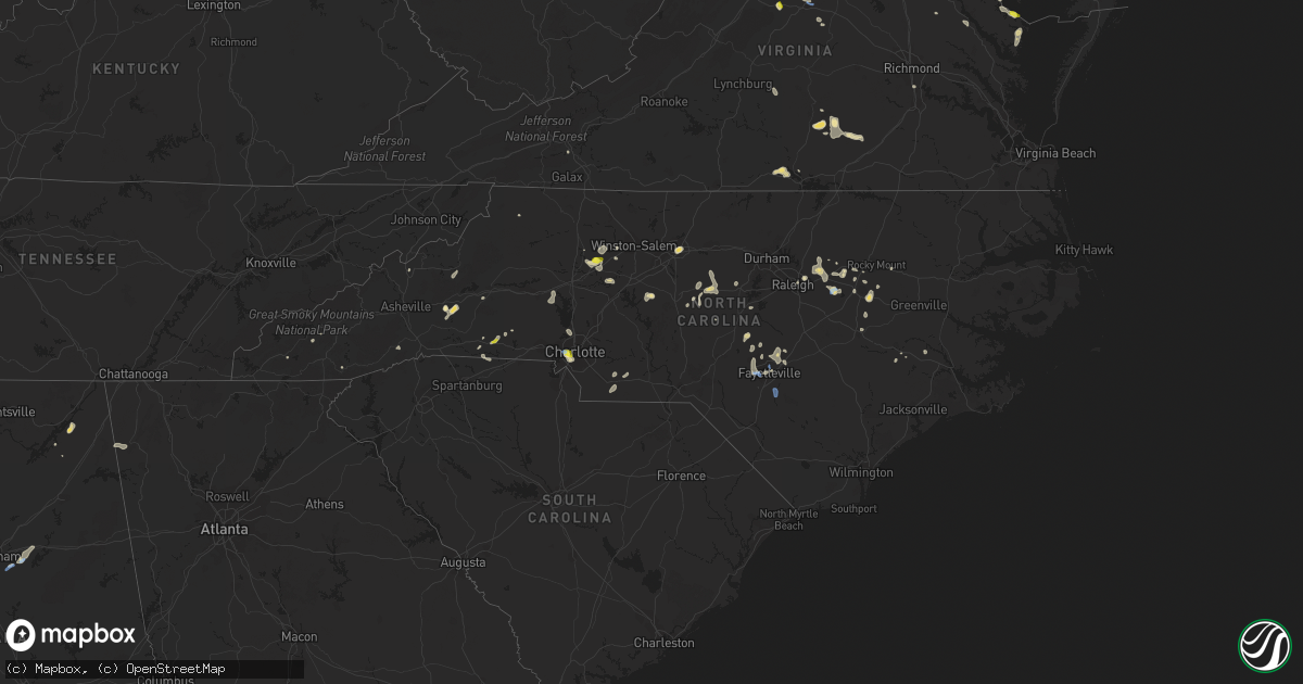 Hail map in North Carolina on August 19, 2019