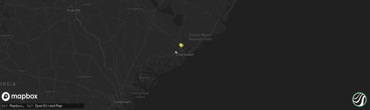 Hail map in Charleston, SC on August 19, 2020