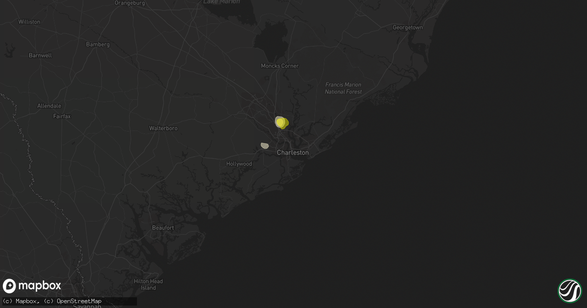 Hail map in Charleston, SC on August 19, 2020