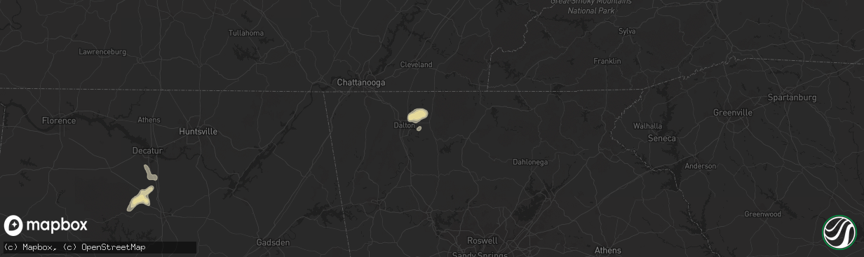 Hail map in Chatsworth, GA on August 19, 2020