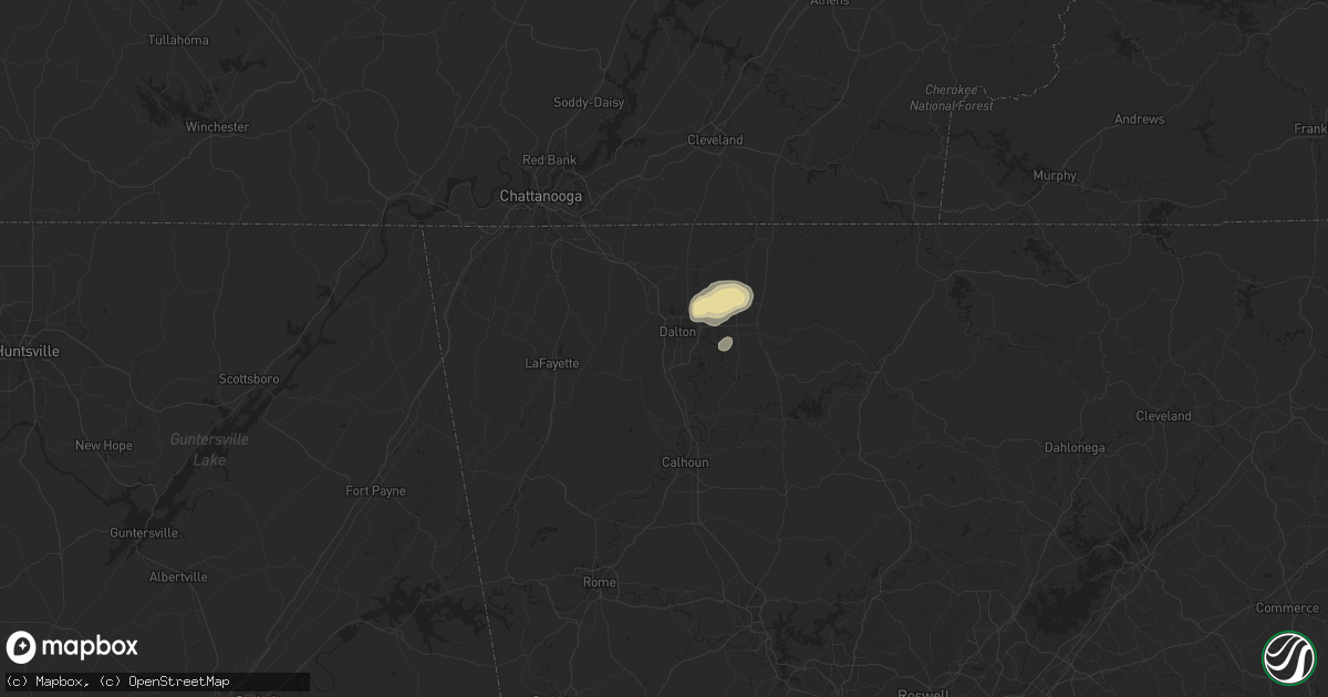 Hail map in Dalton, GA on August 19, 2020