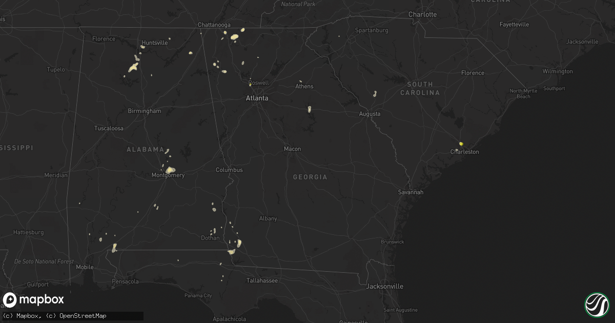 Hail map in Georgia on August 19, 2020