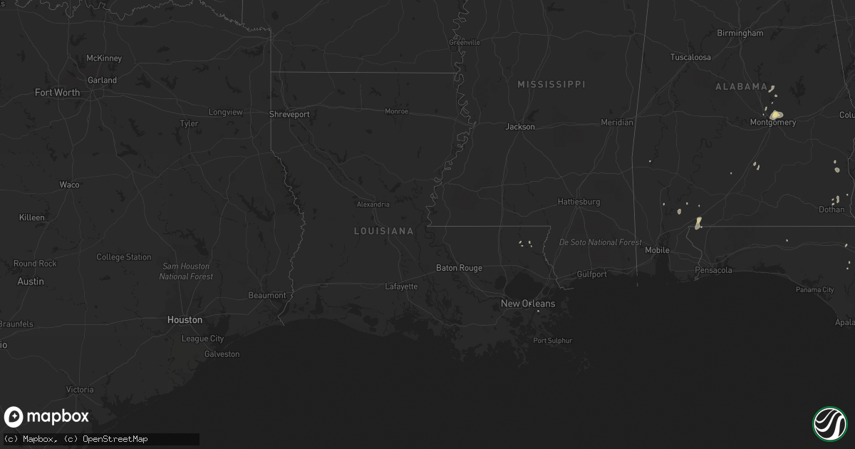 Hail map in Louisiana on August 19, 2020