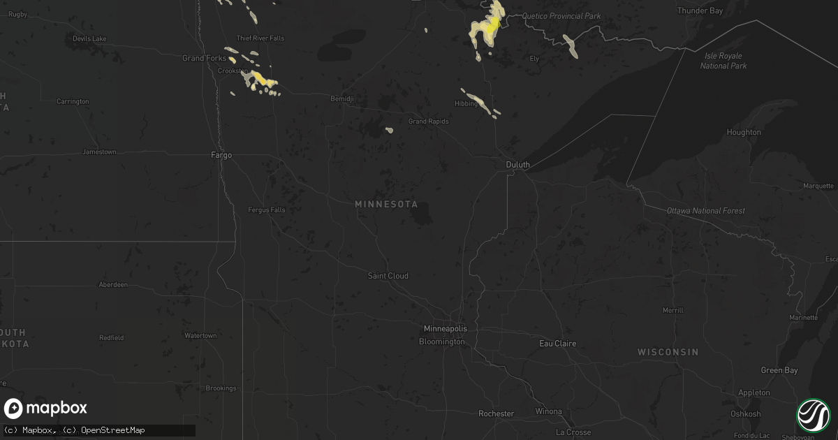Hail map in Minnesota on August 19, 2020