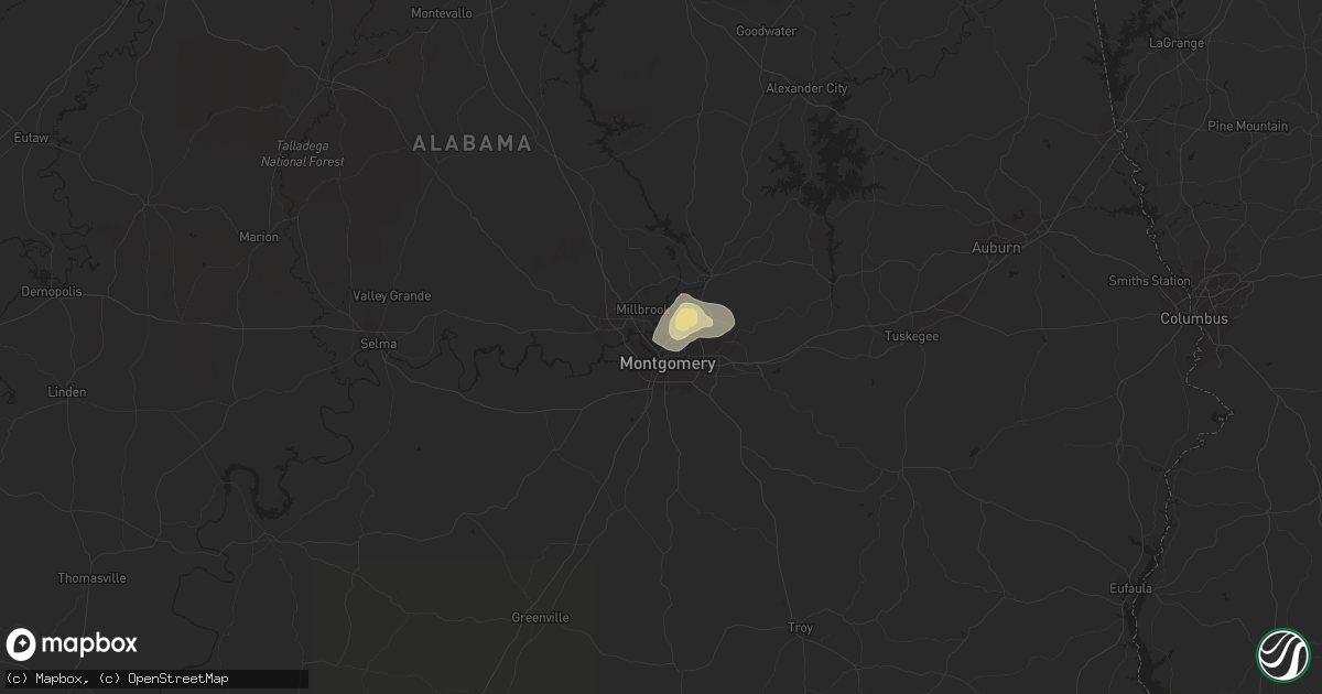 Hail map in Montgomery, AL on August 19, 2020