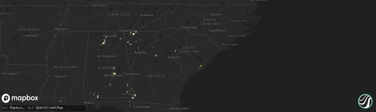 Hail map in South Carolina on August 19, 2020