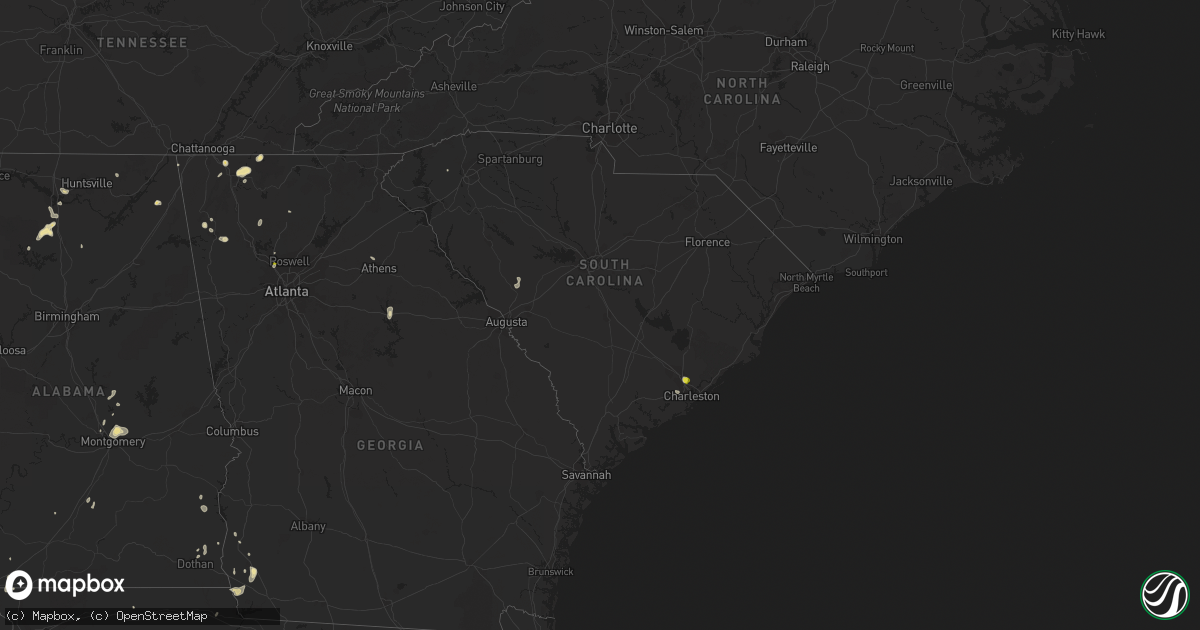 Hail map in South Carolina on August 19, 2020