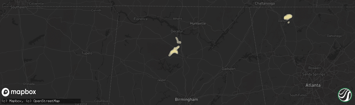 Hail map in Vinemont, AL on August 19, 2020