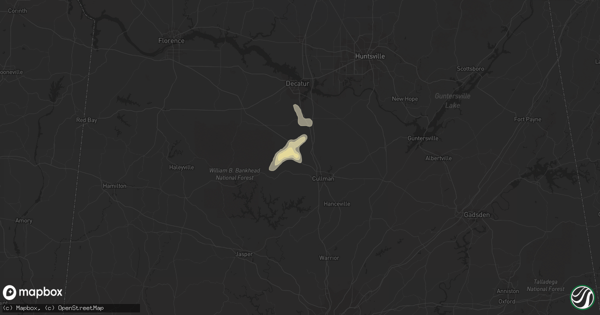 Hail map in Vinemont, AL on August 19, 2020