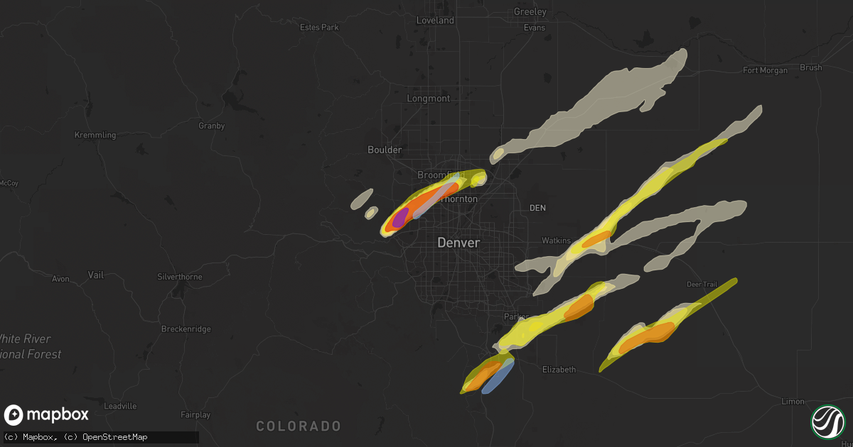 Hail map in Arvada, CO on August 19, 2021