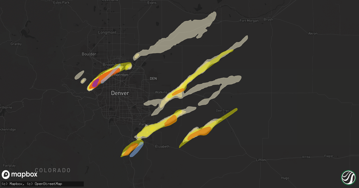 Hail map in Bennett, CO on August 19, 2021