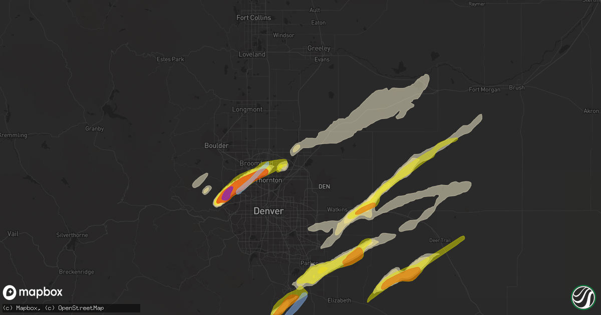 Hail map in Brighton, CO on August 19, 2021
