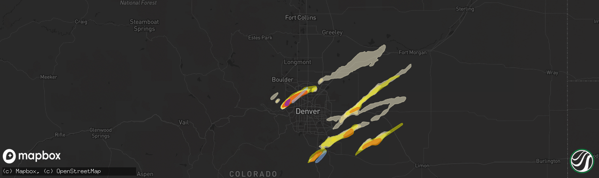 Hail map in Broomfield, CO on August 19, 2021