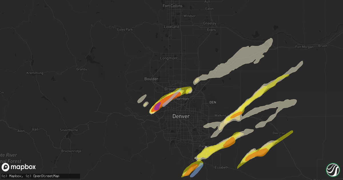 Hail map in Broomfield, CO on August 19, 2021