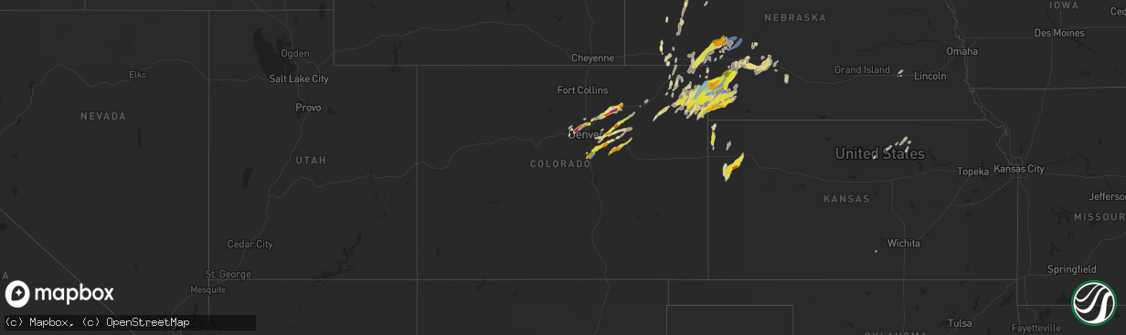 Hail map in Colorado on August 19, 2021