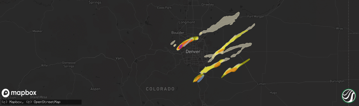 Hail map in Golden, CO on August 19, 2021