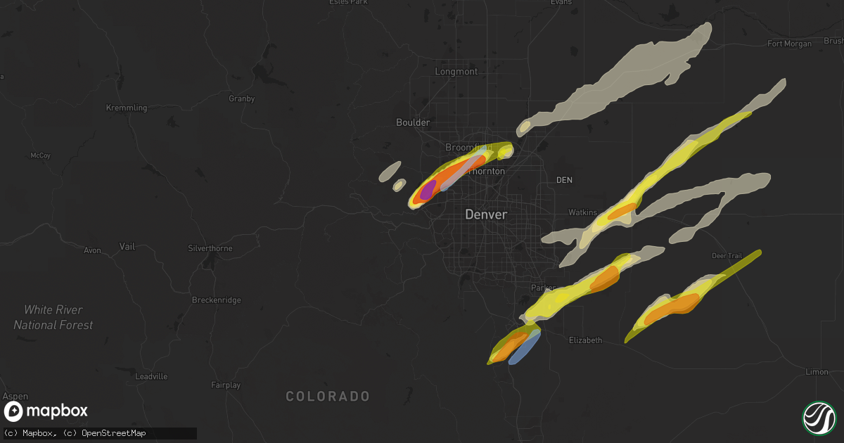 Hail map in Golden, CO on August 19, 2021