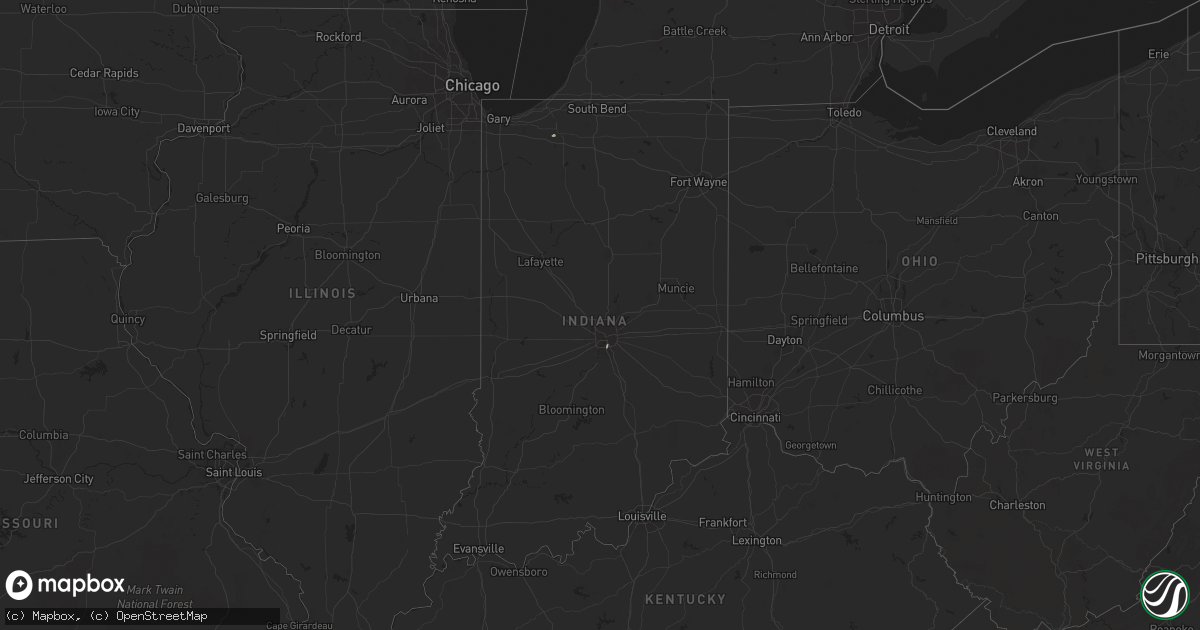 Hail map in Indiana on August 19, 2021