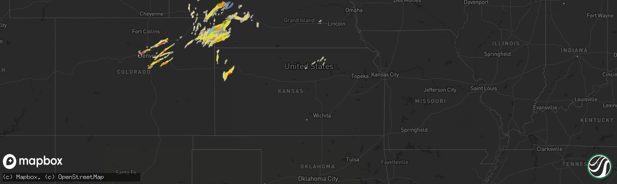 Hail map in Kansas on August 19, 2021