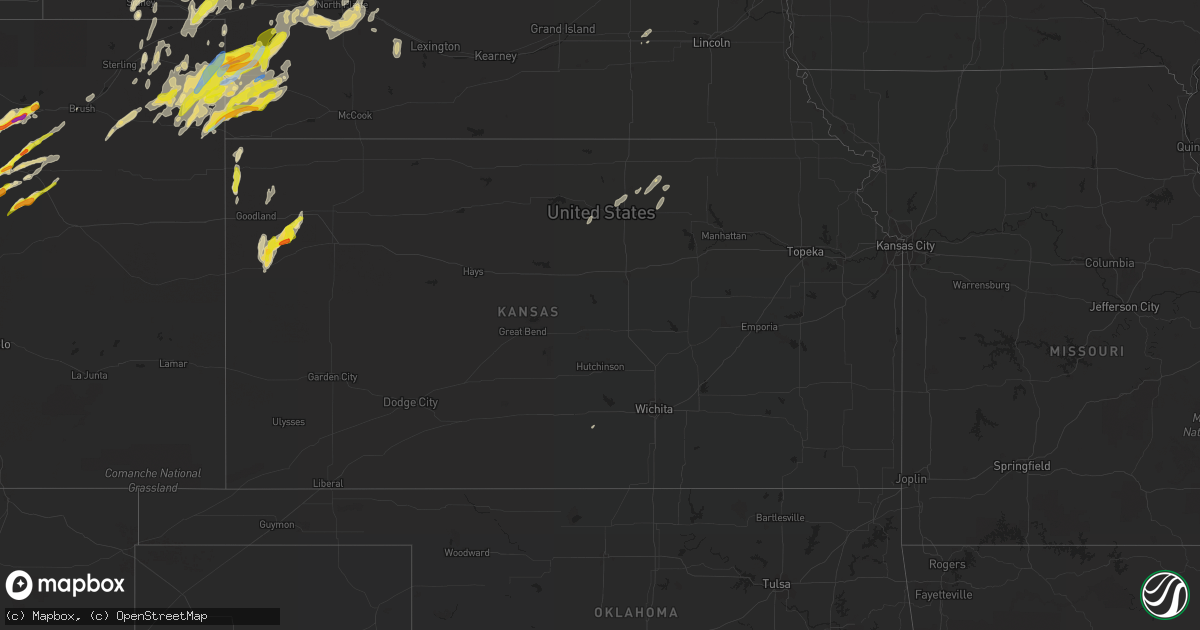 Hail map in Kansas on August 19, 2021