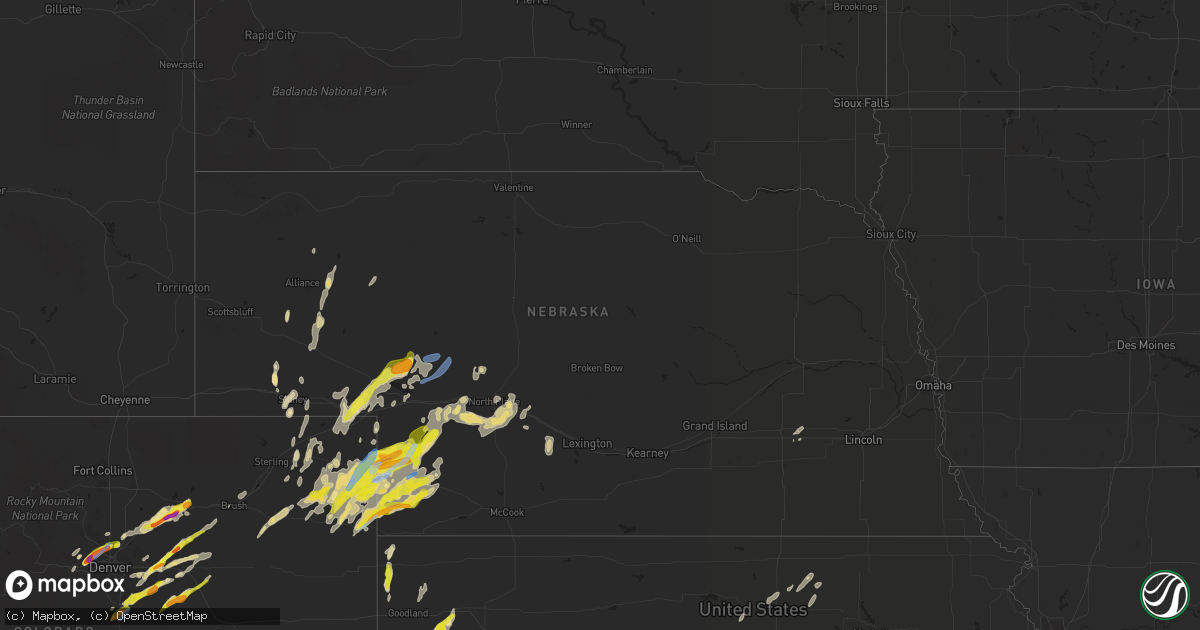 Hail map in Nebraska on August 19, 2021