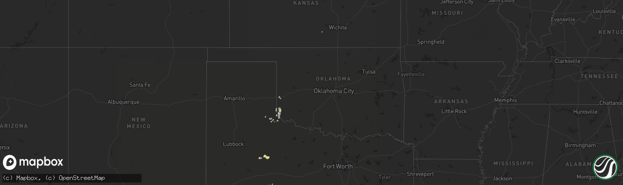 Hail map in Oklahoma on August 19, 2021