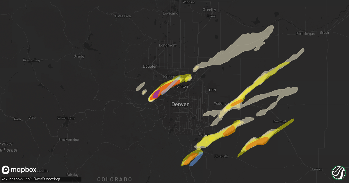 Hail map in Westminster, CO on August 19, 2021