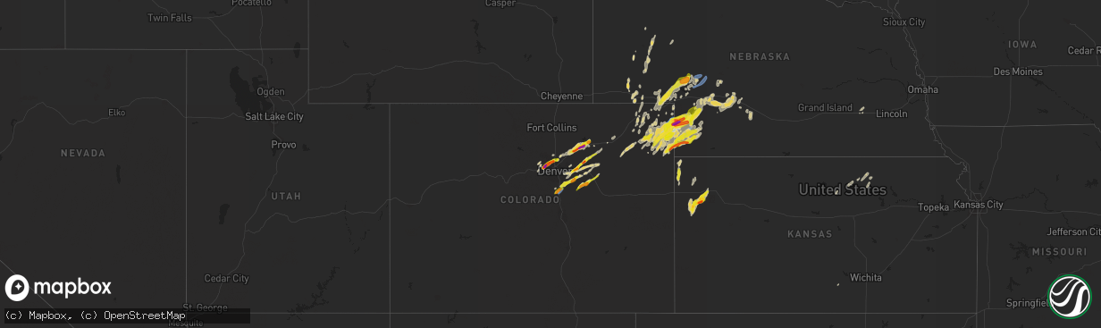 Hail map on August 19, 2021