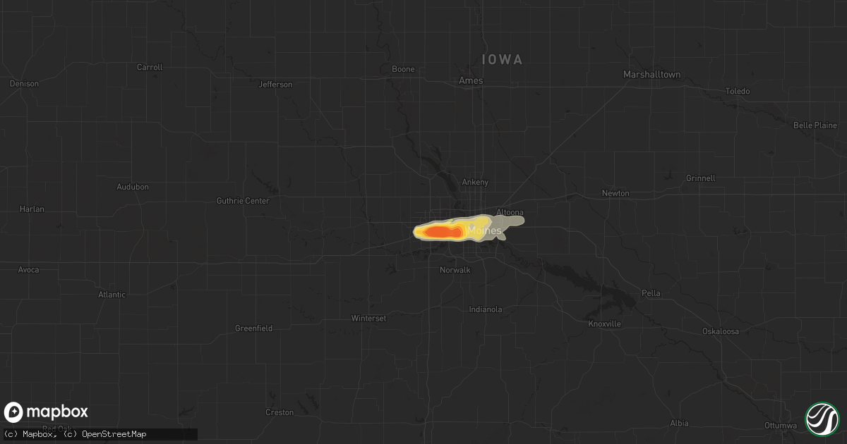 Hail map in Clive, IA on August 19, 2022