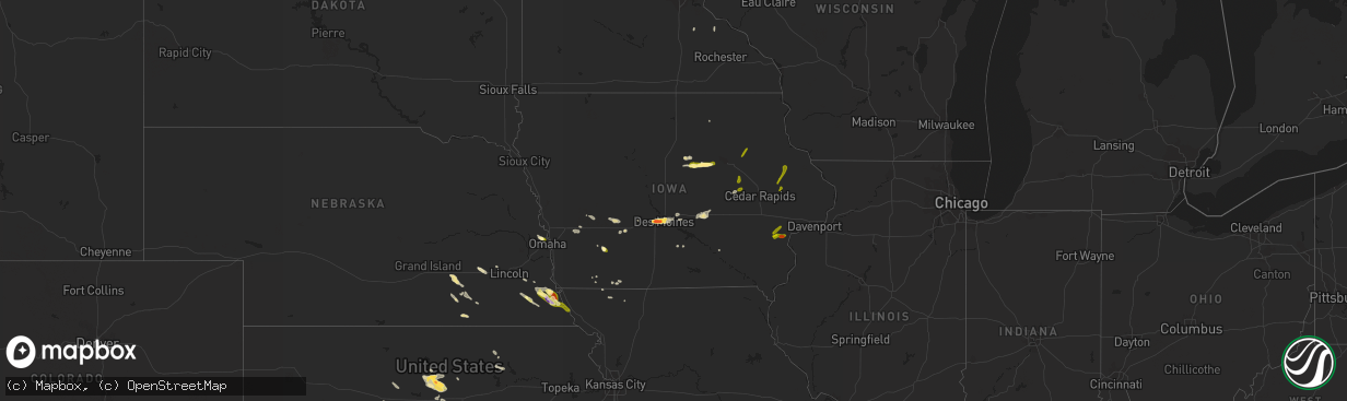 Hail map in Iowa on August 19, 2022