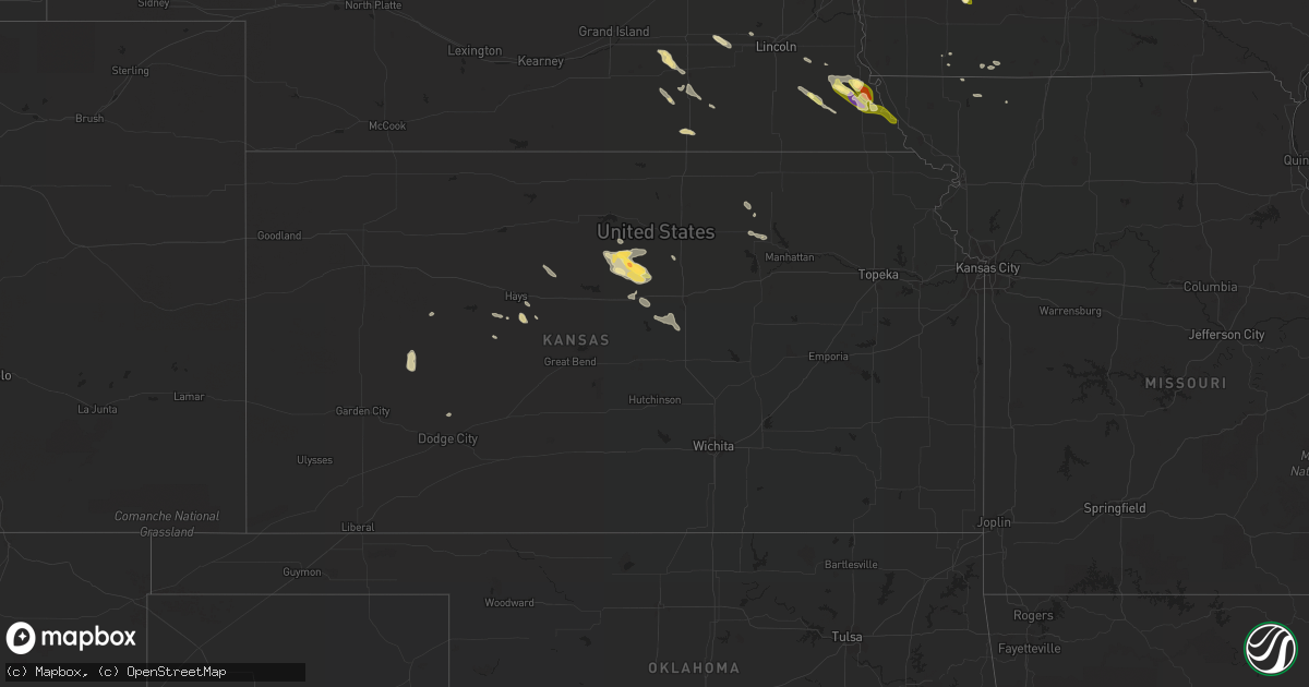 Hail map in Kansas on August 19, 2022