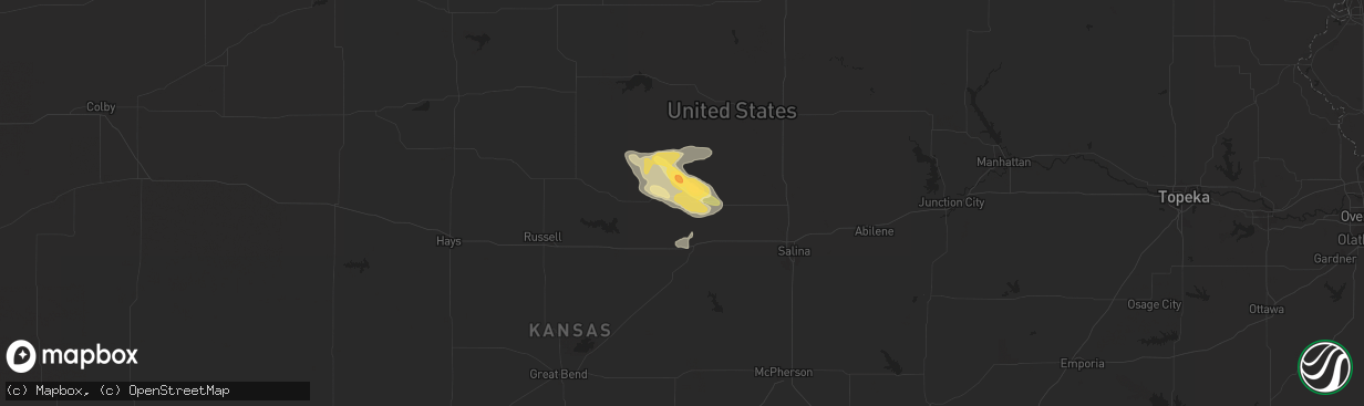 Hail map in Lincoln, KS on August 19, 2022