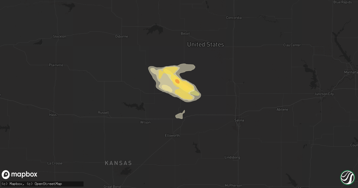 Hail map in Lincoln, KS on August 19, 2022