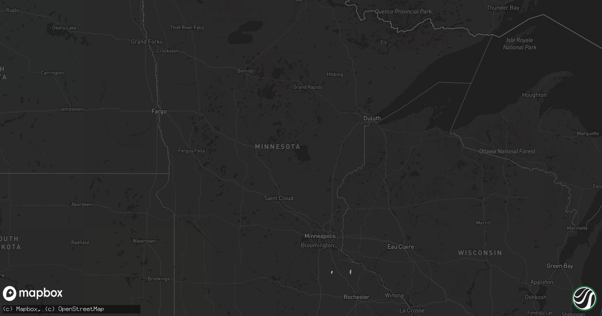 Hail map in Minnesota on August 19, 2022