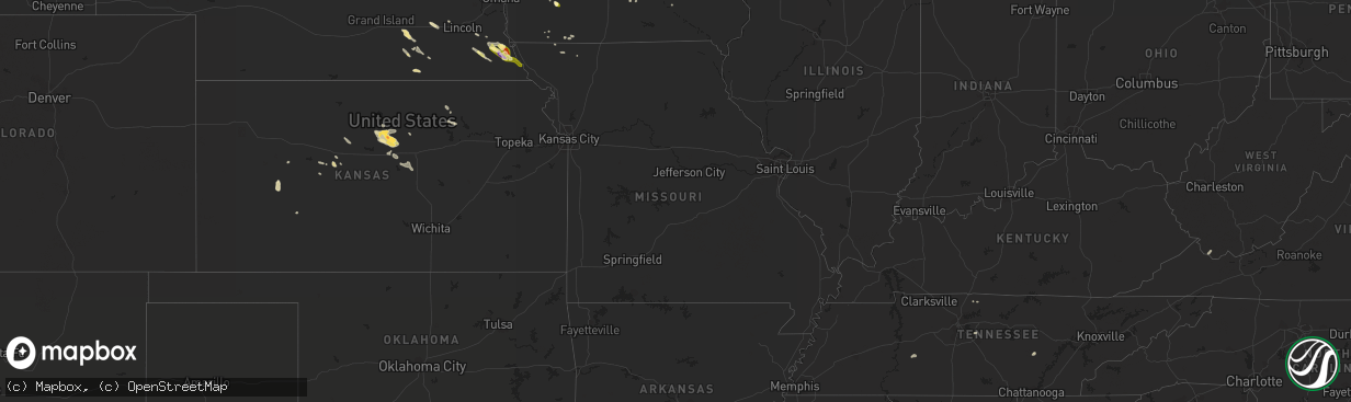 Hail map in Missouri on August 19, 2022