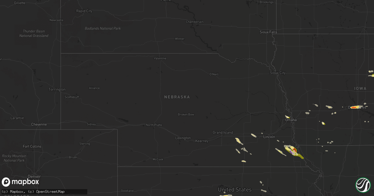 Hail map in Nebraska on August 19, 2022