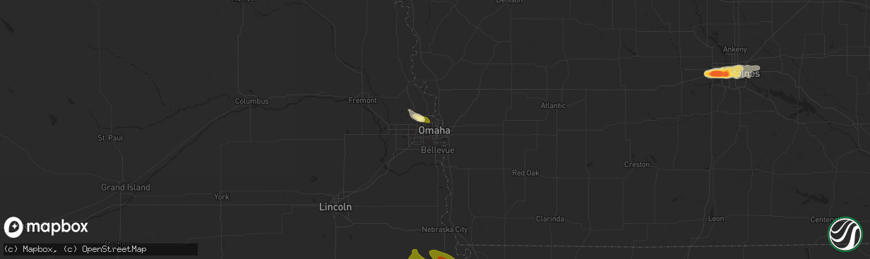 Hail map in Omaha, NE on August 19, 2022