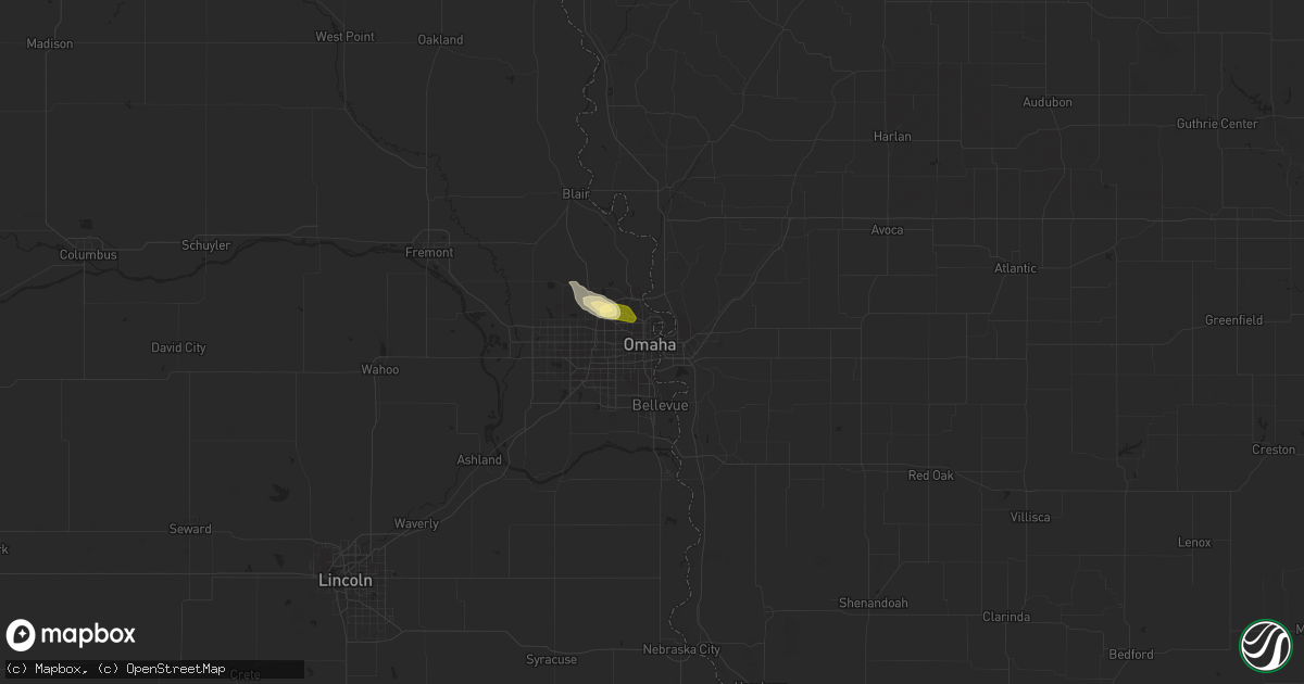 Hail map in Omaha, NE on August 19, 2022
