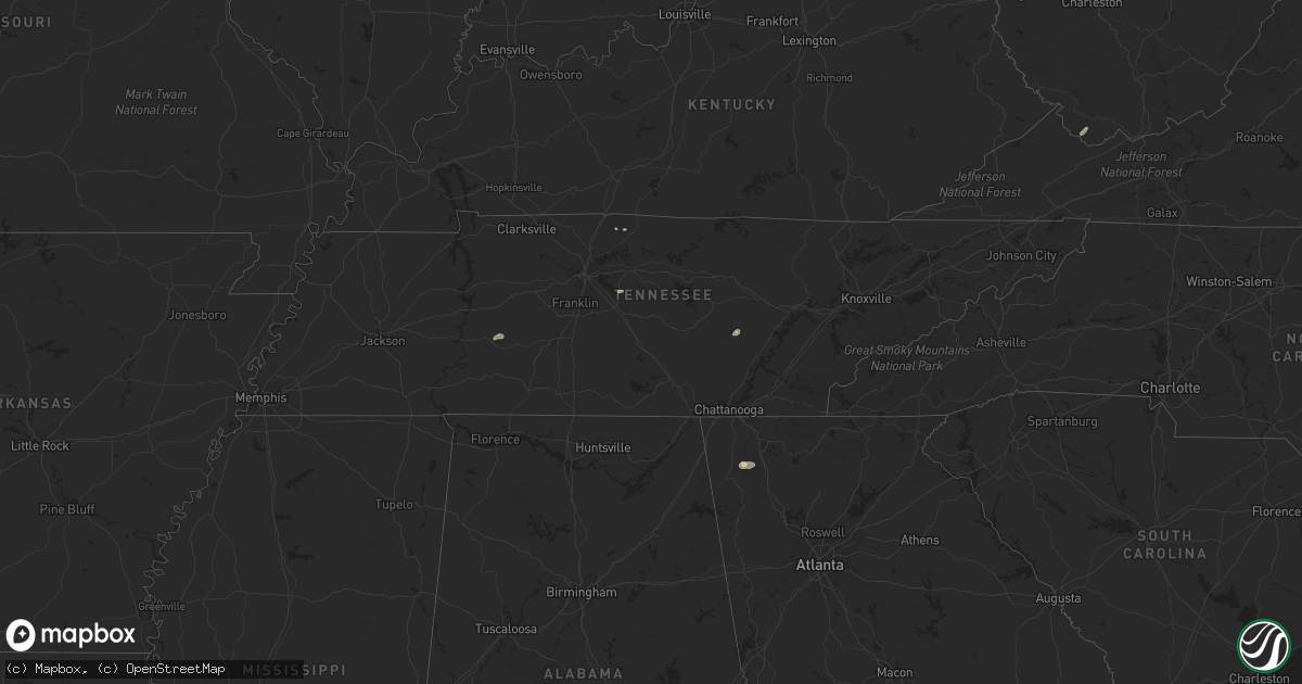 Hail map in Tennessee on August 19, 2022