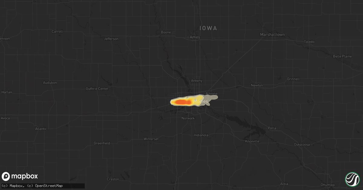 Hail map in Urbandale, IA on August 19, 2022