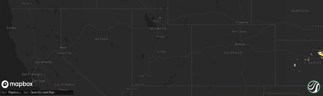Hail map in Utah on August 19, 2022