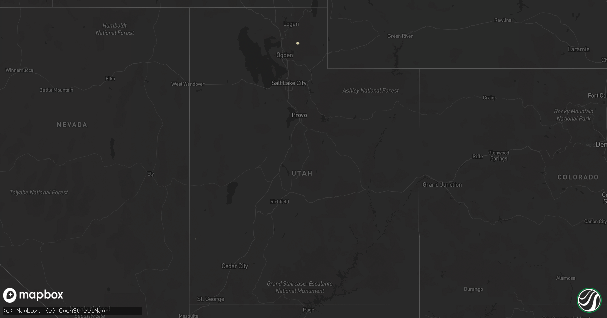 Hail map in Utah on August 19, 2022