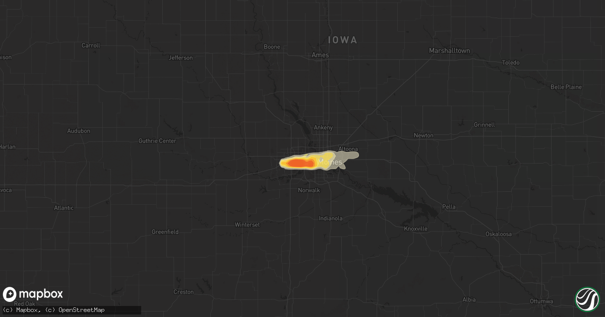 Hail map in Windsor Heights, IA on August 19, 2022