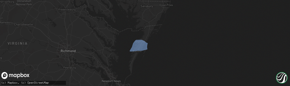 Hail map in Accomac, VA on August 19, 2024