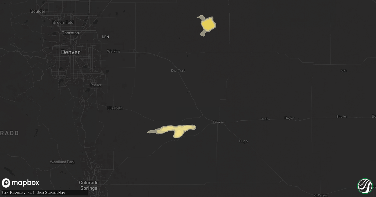 Hail map in Agate, CO on August 19, 2024